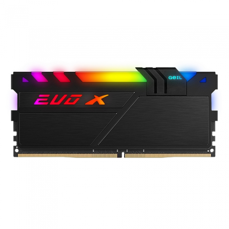 Модуль памяти 8GB GeIL DDR4 2666 DIMM EVO X II Black RGB Gaming Memory GEXSB48GB2666C19SC Non-ECC, CL19, 1.2V, Heat Shield, XMP 2.0, ASUS AURA, Gigabyte Fusion, MSI Mystic Light, ASRock Polychrome, RTL