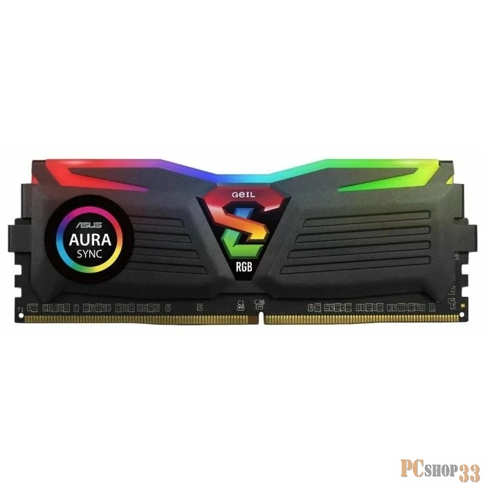 Модуль памяти 8GB GeIL DDR4 3200 DIMM Super Luce RGB SYNC Gaming Memory GLS48GB3200C16ASC Non-ECC, CL16, 1.35V, Heat Shield, XMP 2.0, ASUS AURA, Gigabyte Fusion, MSI Mystic Light, ASRock Polychrome, RTL
