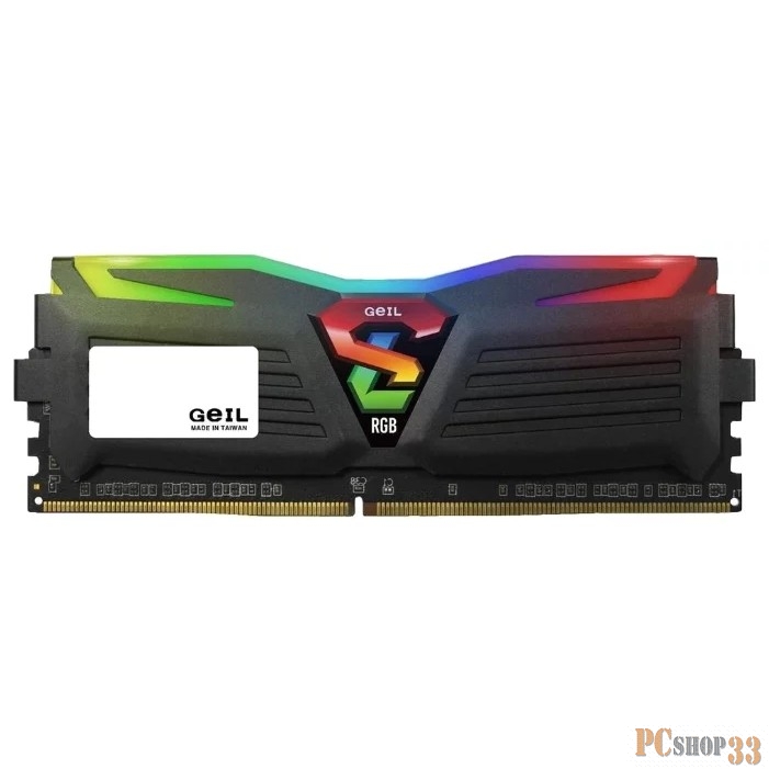 Модуль памяти 8GB GeIL DDR4 3200 DIMM Super Luce RGB SYNC Gaming Memory GLS48GB3200C16ASC Non-ECC, CL16, 1.35V, Heat Shield, XMP 2.0, ASUS AURA, Gigabyte Fusion, MSI Mystic Light, ASRock Polychrome, RTL