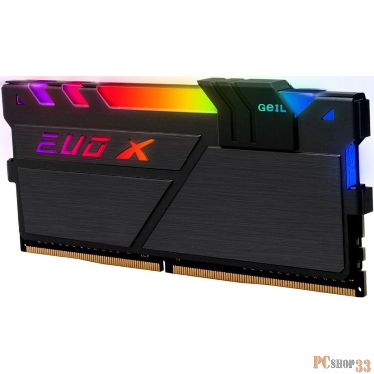 Модуль памяти 8GB GeIL DDR4 4133 DIMM EVO X II Black RGB Gaming Memory GEXSB48GB4133C19BSC Non-ECC, CL19, 1.4V, Heat Shield, XMP 2.0, ASUS AURA, Gigabyte Fusion, MSI Mystic Light, ASRock Polychrome, RTL