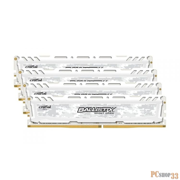 Память оперативная Crucial 64GB Kit (16GBx4) DDR4 2400 MT/s (PC4-19200) CL16 DR x8 Unbuffered DIMM 288pin Ballistix Sport LT White