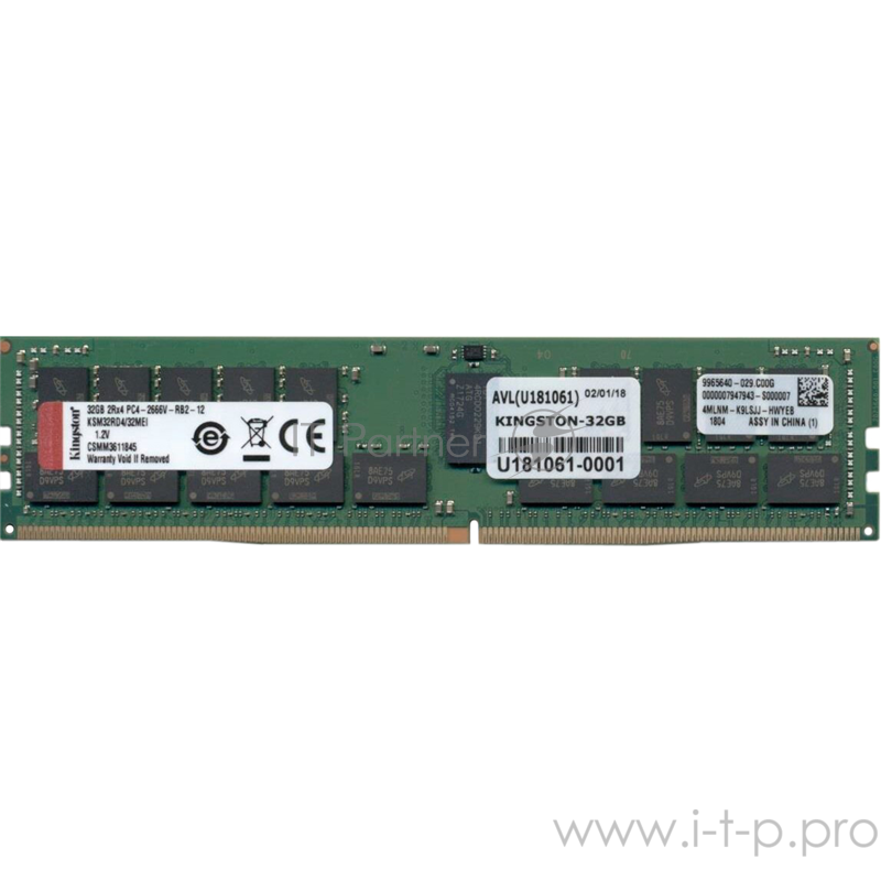 Модуль памяти Kingston Server Premier DDR4 32GB RDIMM 3200MHz ECC Registered 2Rx4, 1.2V (Micron E IDT)