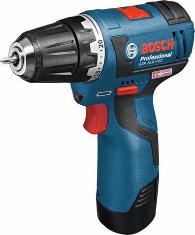 Шуруповерт Bosch GSR 10.8 V-EC Professional 06019D4000, аккум.(Li-Ion 10.8В, 400/1300об./мин., быстроз.) + доп.аккум. + кейс