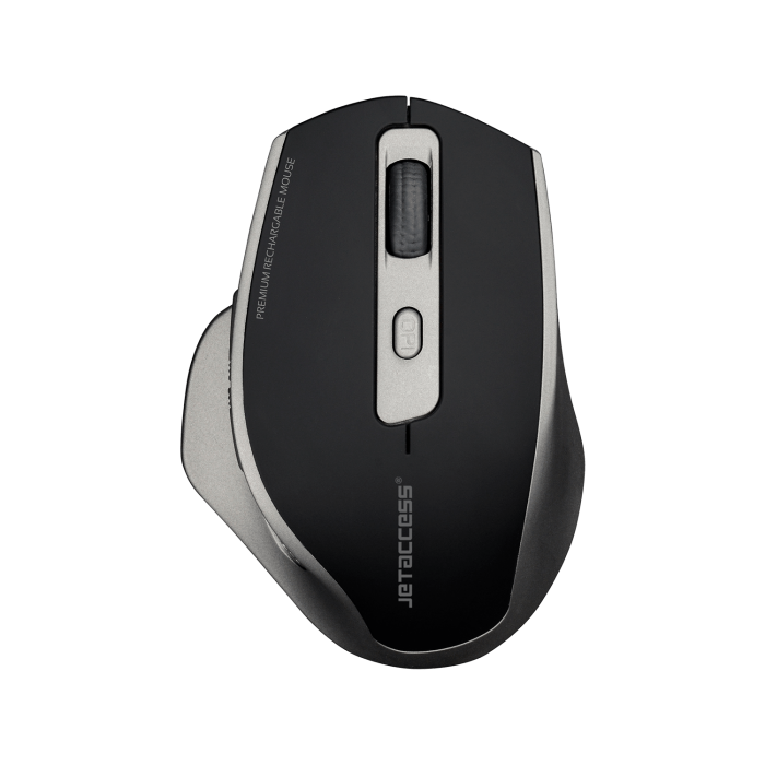 Беспроводная аккумуляторная мышь Jet.A OM-R250G чёрная (800/1200/1600dpi, 6 кнопок, USB)