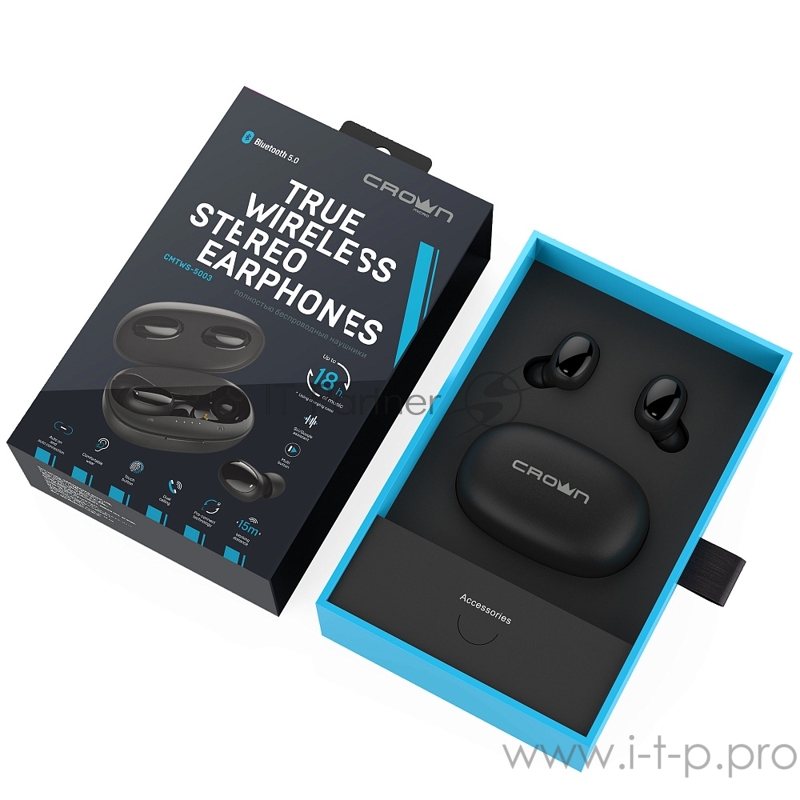 Полностью беспроводные наушники CROWN CMTWS-5003 black
