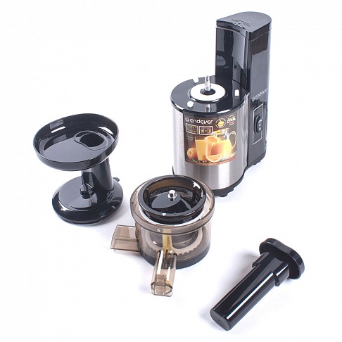 Соковыжималка Endever Sigma-95, шнековая, 350Вт, ёмк. для сока 1л, для мякоти 0.8л, холодный отжим, реверс, серебристый/чёрный