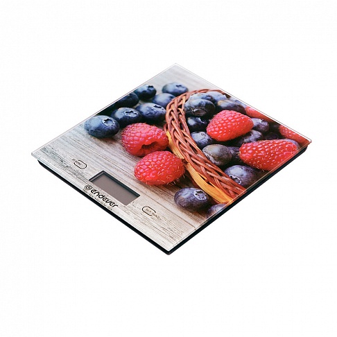 Весы кухонные электронные Endever Chief-502, рисунок Ягоды, вес от 2 г до 5 кг, закаленное стекло, автовыключение