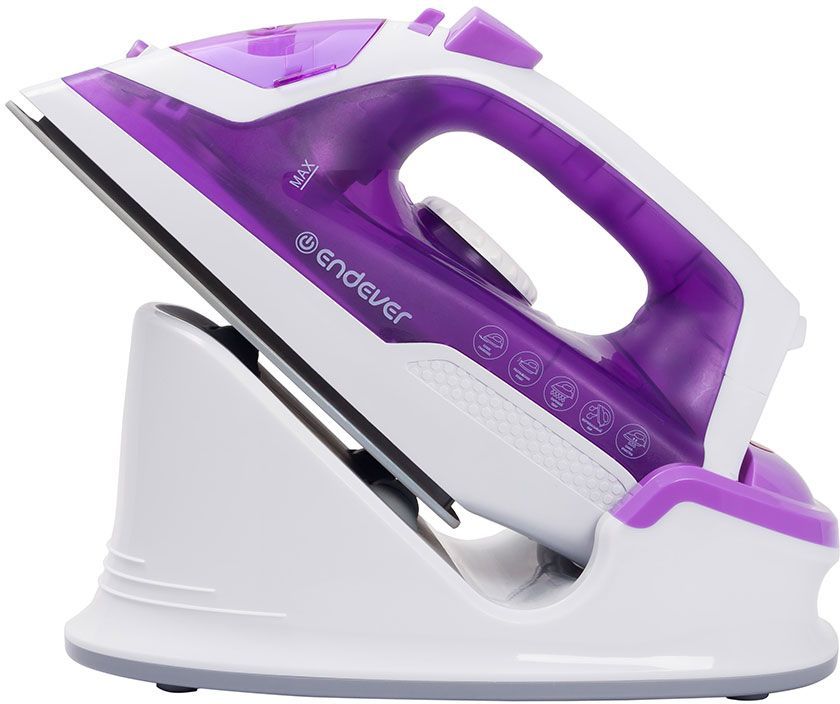 Утюг Endever Delta 120, 1200 Вт., подача пара 20 г/мин, паровой удар 120 г/мин, подошва керамическая, белый/сиреневый
