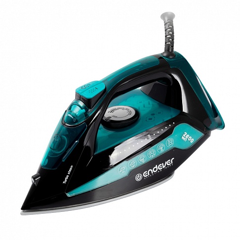Утюг Endever Delta-208, 2600 Вт., подача пара 50 г/мин., паровой удар 150 г/мин., керамическая подошва, черный/синий