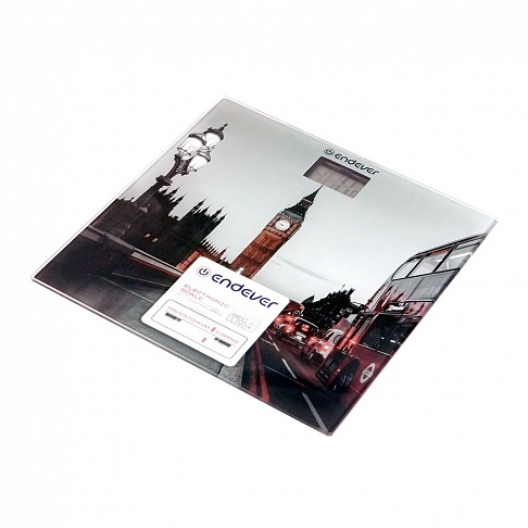 Весы напольные Endever Aurora-556, рисунок Биг Бен, материал закаленное стекло, максимальный вес 150 кг, включение одним нажатием,10 шт/уп