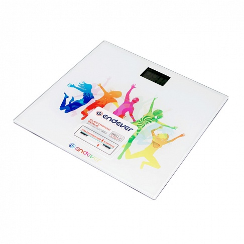 Весы напольные Endever Aurora-563, рисунок Прыжок, материал закаленное стекло, максимальный вес 150 кг, включение одним нажатием