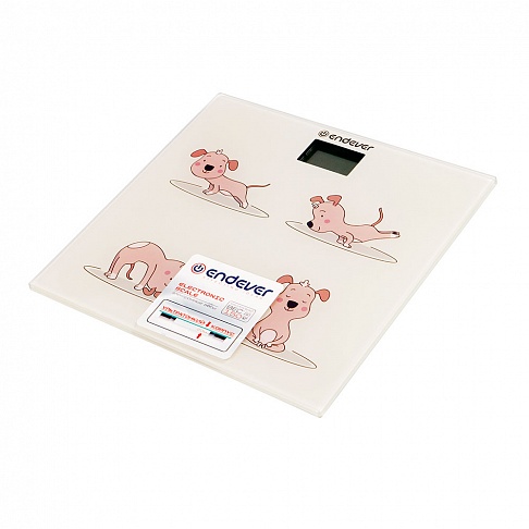 Весы напольные Endever Aurora-564, рисунок Щенок, материал закаленное стекло, максимальный вес 150 кг, включение одним нажатием