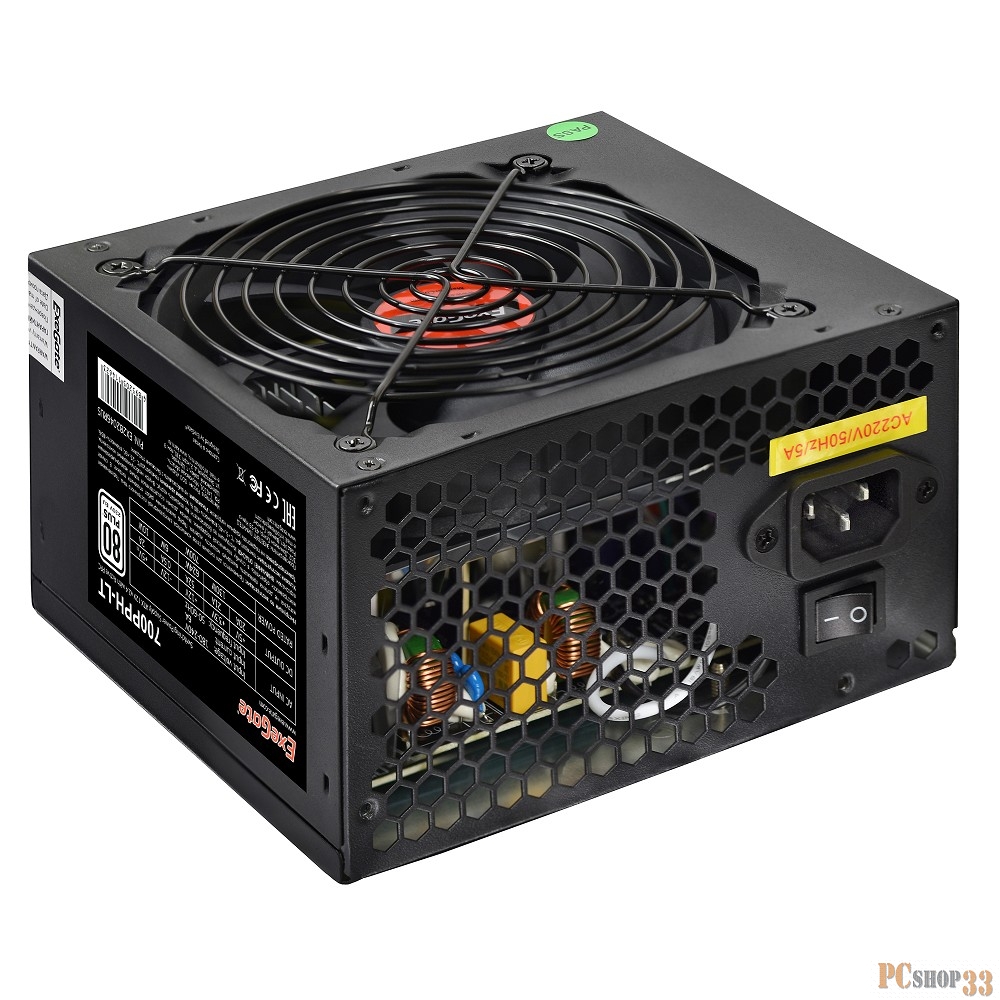 Блок питания 700W ExeGate 700PPH-LT-OEM, 80+, ATX, black, APFC, 12cm, 24p, (4+4)p, 5*SATA, 3*IDE