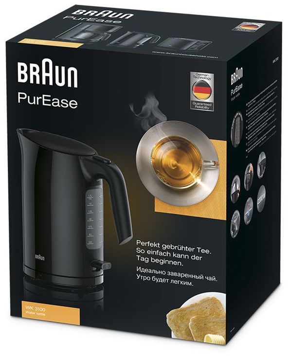 Чайник электрический Braun WK3100 1.7л. 2200Вт черный (корпус: пластик)