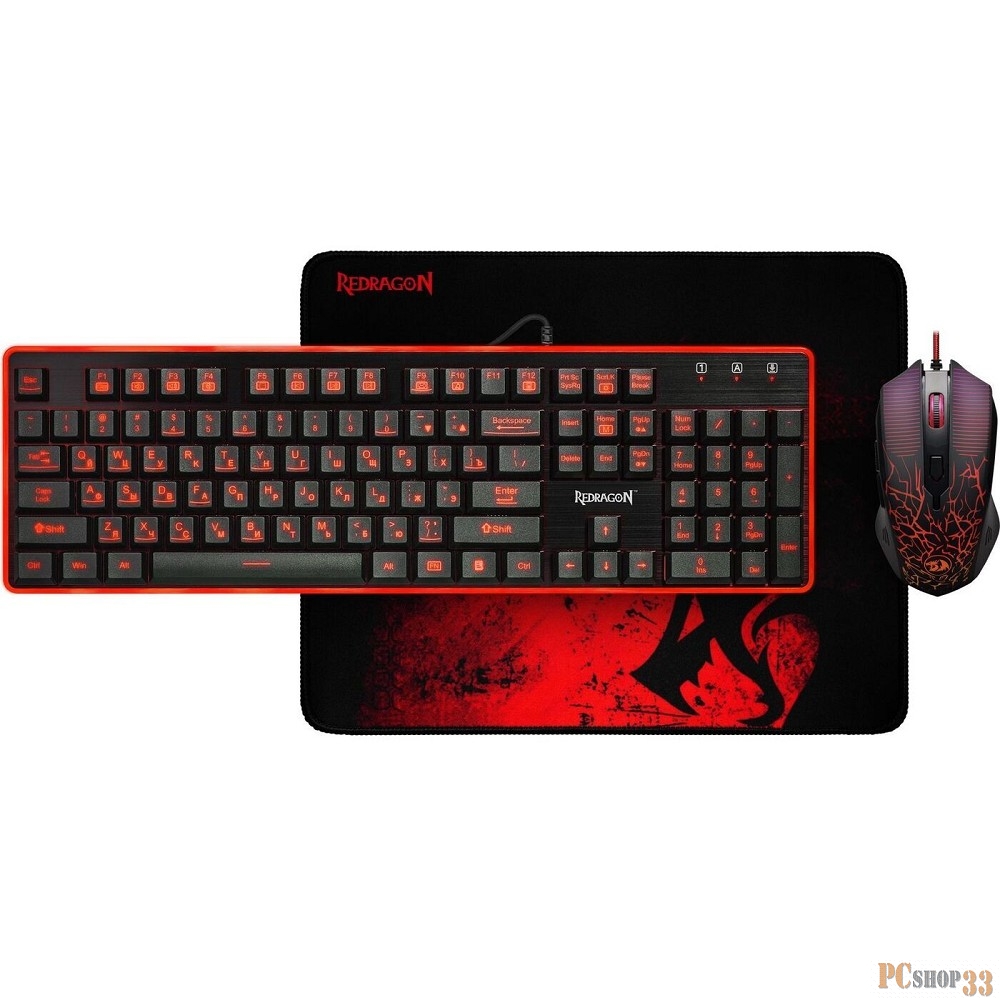 Игровой набор S107 RU, Мышь + Клавиатура + Ковер Redragon