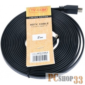 Кабель HDMI 19M/M 1.4V плоский 5m TV-COM <CG200F-5M>