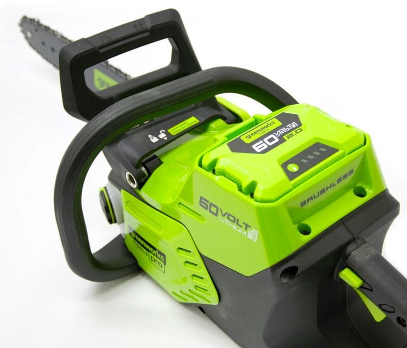 Пила цепная аккум. GREENWORKS 2001807UA 60В g24 2ач (в компл. 1 аккум 60В 2 А/ч + ЗУ) 60В б/щ