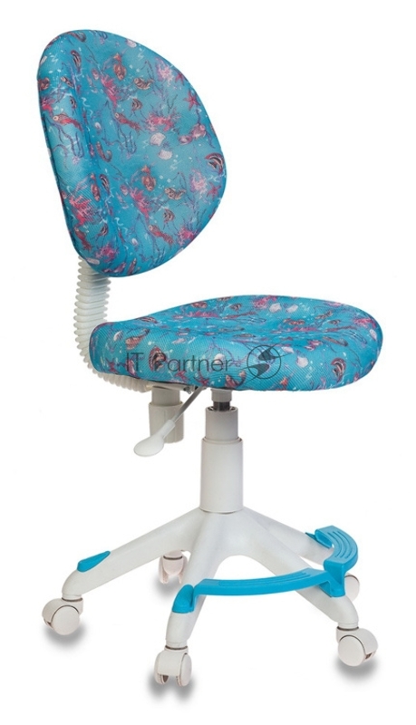 Кресло детское Бюрократ KD-W6-F/AQUA голубой марки сетка (пластик белый)