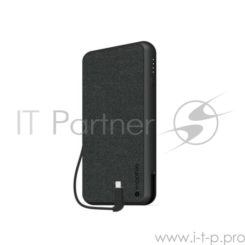 Mophie Powerstation Plus XL Внешний портативный аккумулятор. Емкость аккумулятора 10000 МаЧ. Кабель 2в1 Micro USB и Lightning. Цвет черный.