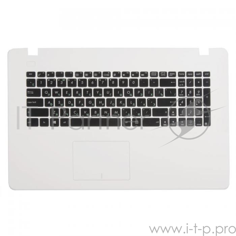 клавиатура для ноутбука Asus X751LJ-1B с топкейсом, белая панель, черные кнопки, с тачпадом