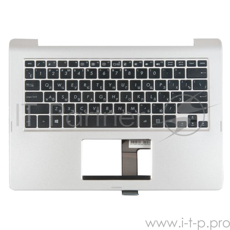 клавиатура для ноутбука Asus TP300UA-1A с топкейсом, серебристая панель, черные кнопки