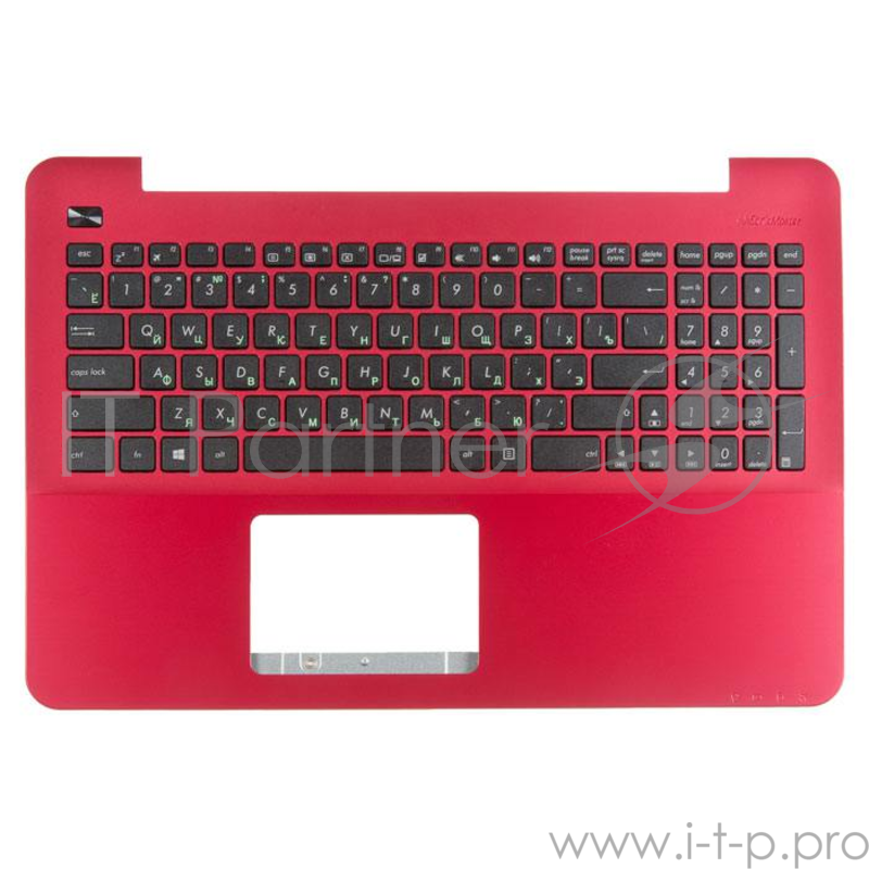 клавиатура для ноутбука Asus X555LD-3F с топкейсом, темно-красная панель, черные кнопки