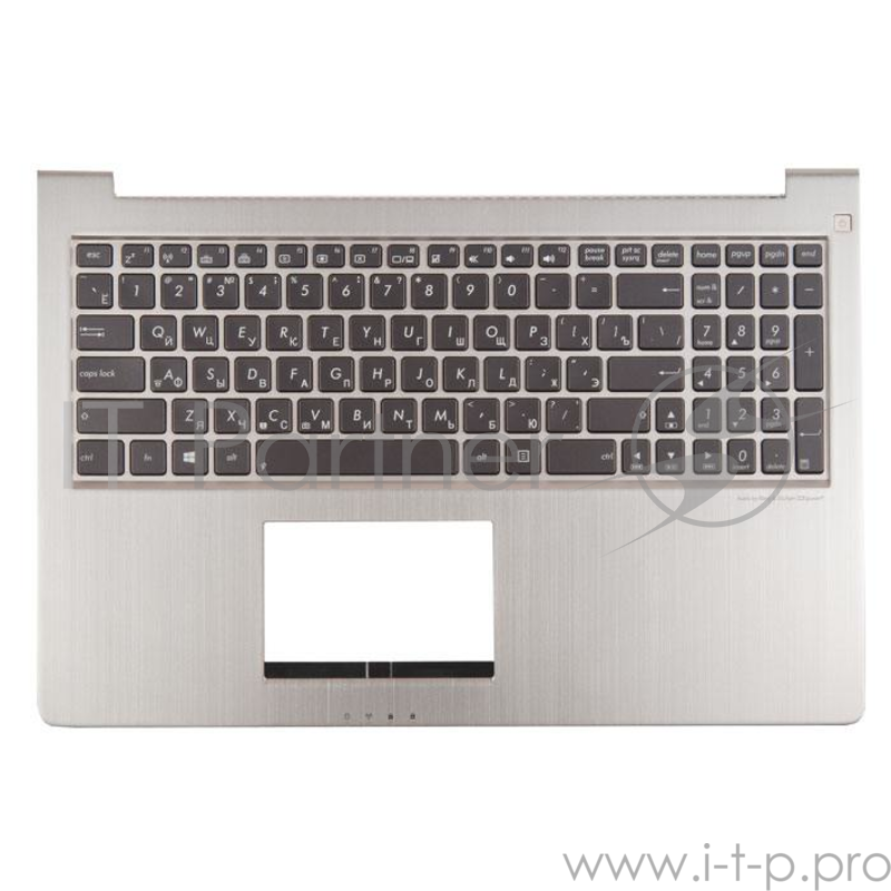 клавиатура для ноутбука Asus UX51VZ-1A с топкейсом, серебристая панель, черные кнопки, с подсветкой
