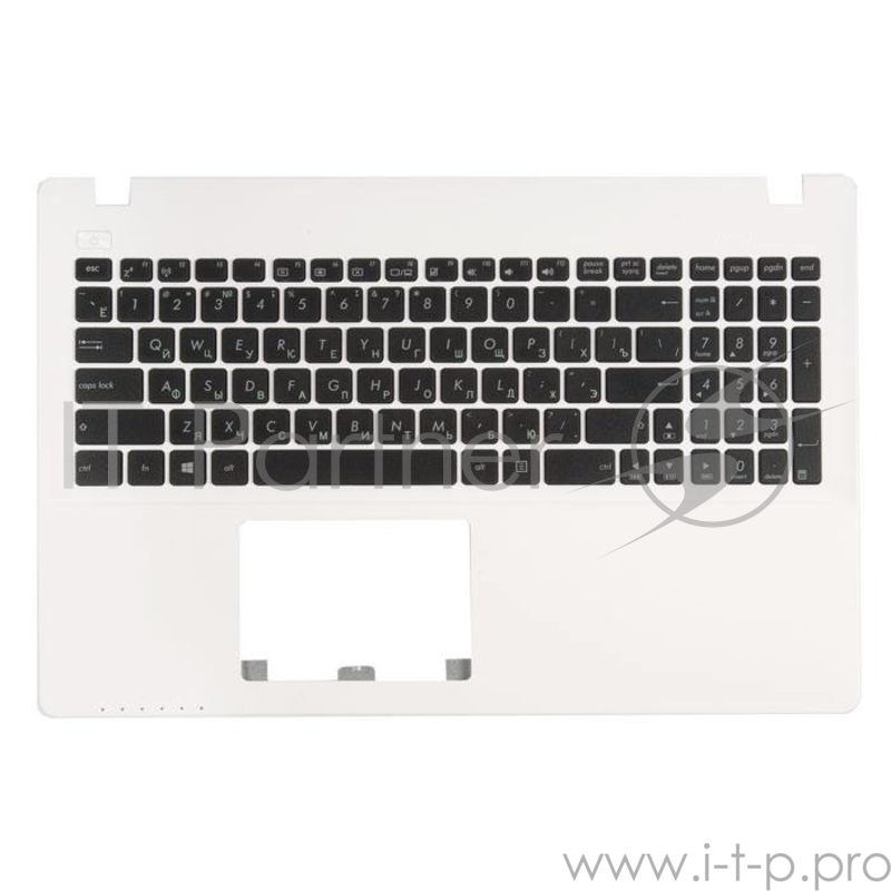 клавиатура для ноутбука Asus X550MJ-7L с топкейсом, белая панель, черные кнопки