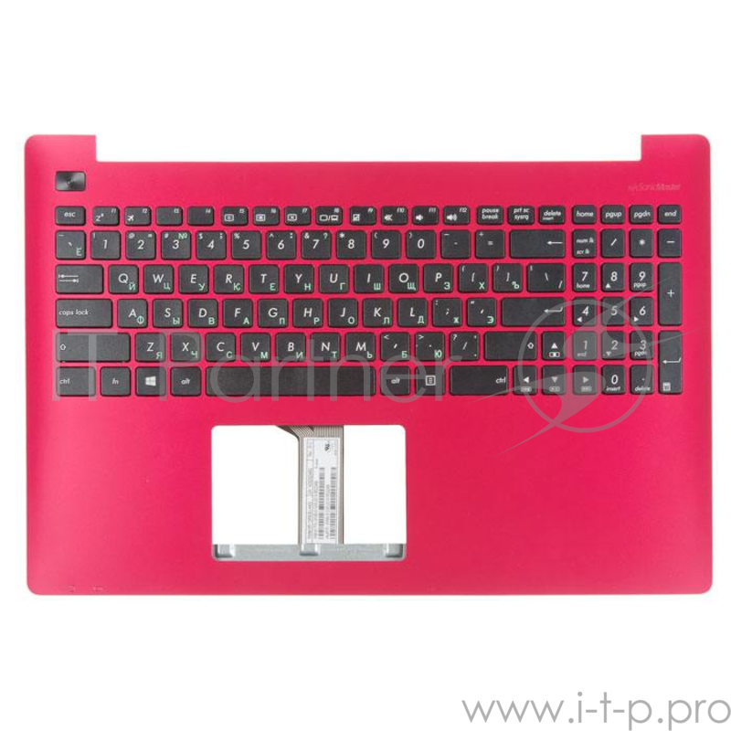клавиатура для ноутбука Asus X553MA-2D с топкейсом, красная панель, черные кнопки