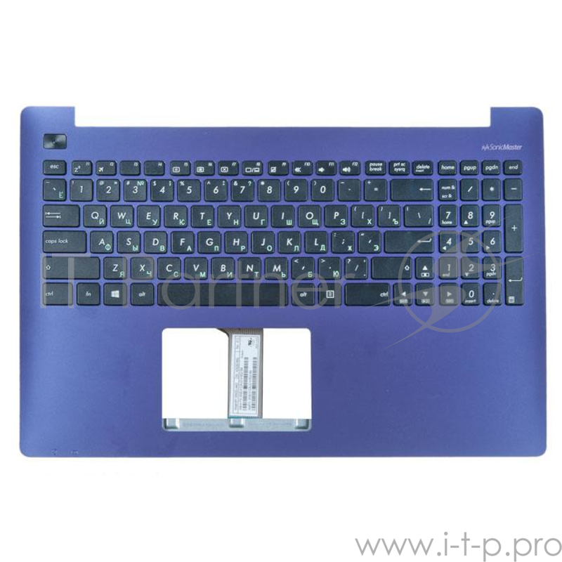 клавиатура для ноутбука Asus X553MA-2C с топкейсом, фиолетовая панель, черные кнопки