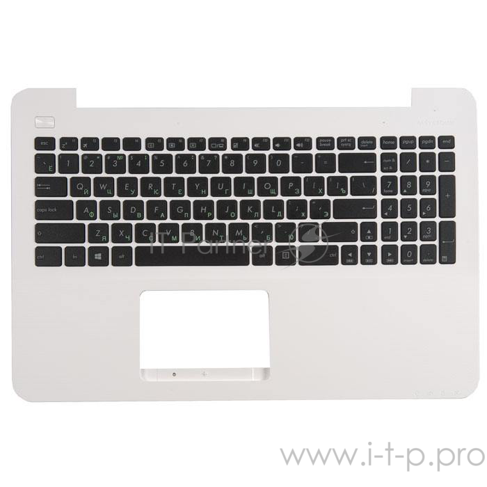 клавиатура для ноутбука Asus X555LD-7L с топкейсом, белая панель, черные кнопки