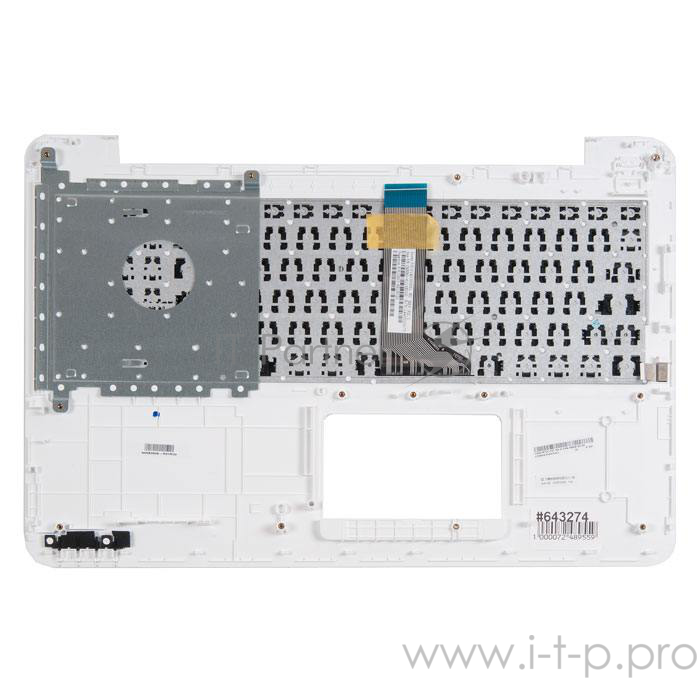 клавиатура для ноутбука Asus X555LD-7L с топкейсом, белая панель, черные кнопки