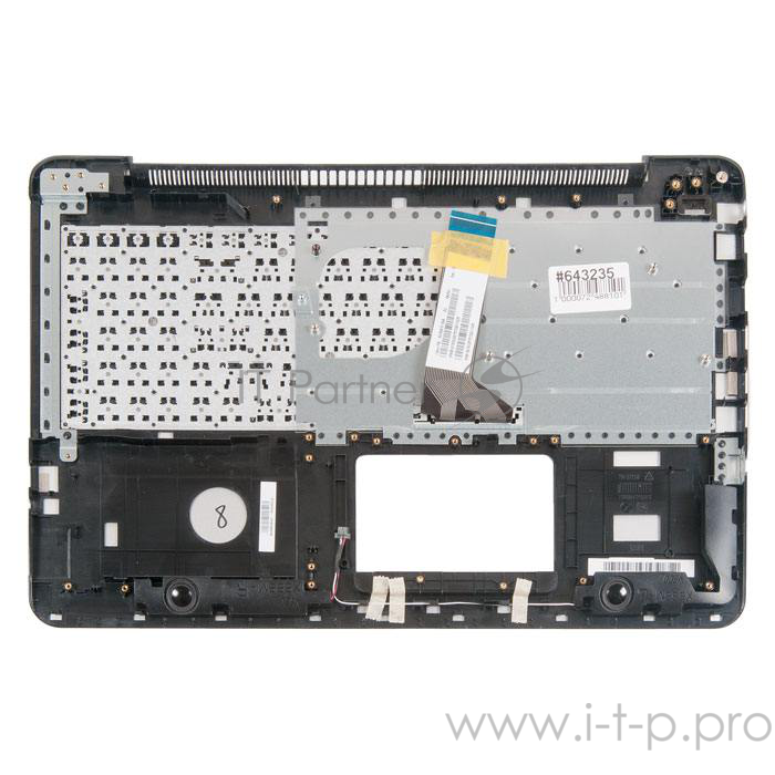 клавиатура для ноутбука Asus X555LN-3D с топкейсом, серебристая панель, черные кнопки