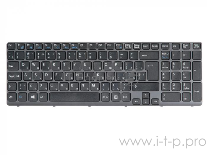 Клавиатура для Sony для Vaio SVE1512 149090911 Black, Grey Frame, верт . Enter