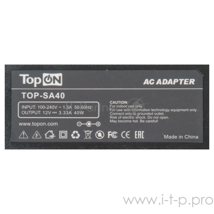 Блок питания для Samsung 12V, 3.33A, 40W, 2.5x0.7mm