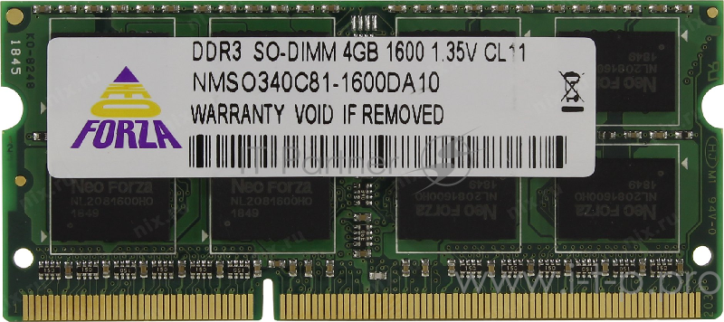 Модуль памяти Neo Forza SO-DIMM DDR3 4GB 1600MHz PC12800 CL11 1.35V Retail