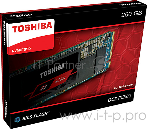 SSD M.2 2280 Toshiba 250Gb RC500 <THN-RC50Z2500C8> (PCI-E 3.1 x4, 1700/1200Mbs, 290000IOPs, 3D TLC, NVMe 1.3, 100TBW, 22х80mm)