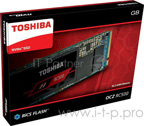 SSD M.2 2280 Toshiba 500Gb RC500 <THN-RC50Z5000C8> (PCI-E 3.1 x4, 1700/1600Mbs, 390000IOPs, 3D TLC, NVMe 1.3, 200TBW, 22х80mm)