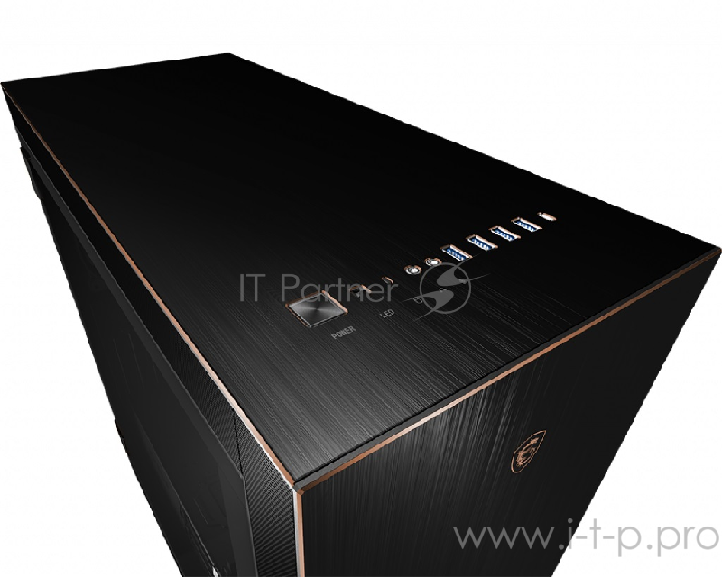 Компьютерный корпус MSI MPG SEKIRA 500G, Global, 1xTypeC, 4xUSB 3.0, 1xBlack Fan, Aluminum with Gold Color, Tempered Glass Window