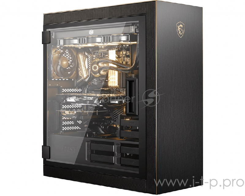 Компьютерный корпус MSI MPG SEKIRA 500G, Global, 1xTypeC, 4xUSB 3.0, 1xBlack Fan, Aluminum with Gold Color, Tempered Glass Window