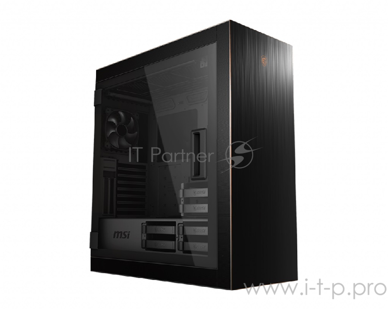 Компьютерный корпус MSI MPG SEKIRA 500G, Global, 1xTypeC, 4xUSB 3.0, 1xBlack Fan, Aluminum with Gold Color, Tempered Glass Window