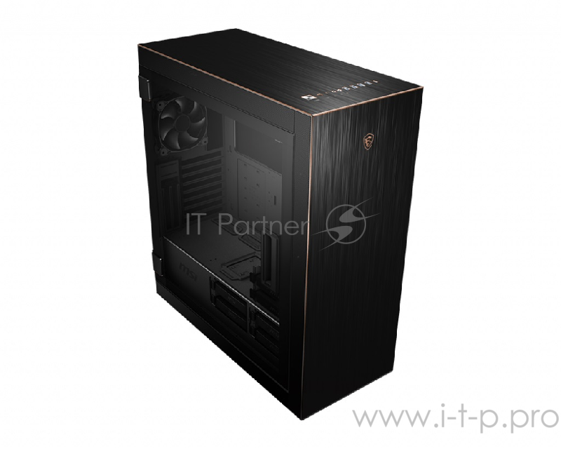 Компьютерный корпус MSI MPG SEKIRA 500G, Global, 1xTypeC, 4xUSB 3.0, 1xBlack Fan, Aluminum with Gold Color, Tempered Glass Window