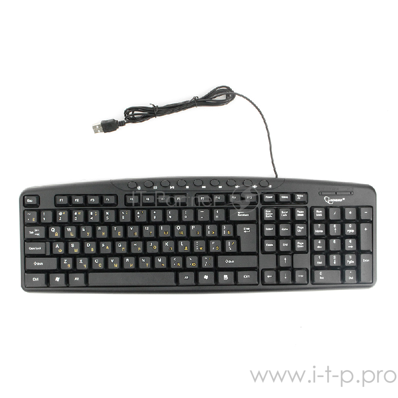 Клавиатура Gembird KB-8340UM-BL, USB, черный, 107 клавиш + 9 доп. клавиш, кабель 1.7 метра