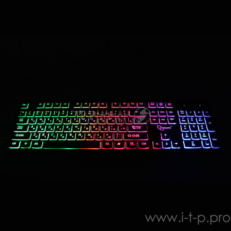 Клавиатура с подсветкой Gembird KB-250L, USB, черный, 104 клавиши, подсветка Rainbow, шоколадный тип клавиш, кабель 1.5м