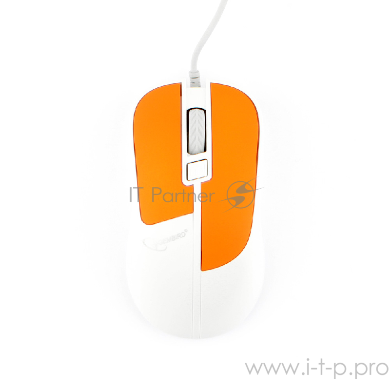 Мышь Gembird MOP-410-O, USB, оранжевый, 3 кнопки+колесо кнопка, soft touch, 1600 DPI, кабель 1.5м