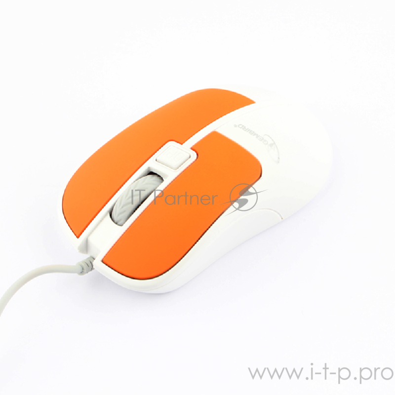 Мышь Gembird MOP-410-O, USB, оранжевый, 3 кнопки+колесо кнопка, soft touch, 1600 DPI, кабель 1.5м