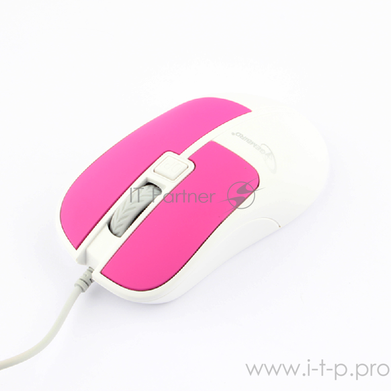 Мышь Gembird MOP-410-P, USB, фиолетовый, 3 кнопки+колесо кнопка, soft touch, 1600 DPI, кабель 1.5м