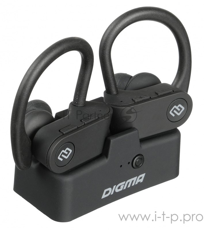 Гарнитура вкладыши Digma TWS-06 черный беспроводные bluetooth (крепление за ухом)