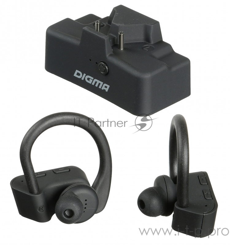 Гарнитура вкладыши Digma TWS-06 черный беспроводные bluetooth (крепление за ухом)