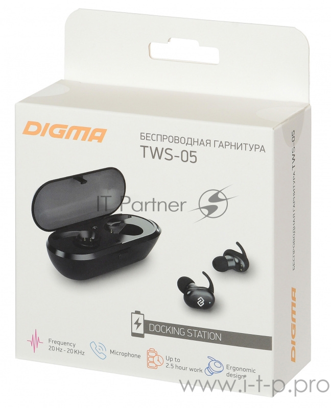 Гарнитура вкладыши Digma TWS-05 Touch черный беспроводные bluetooth (в ушной раковине)